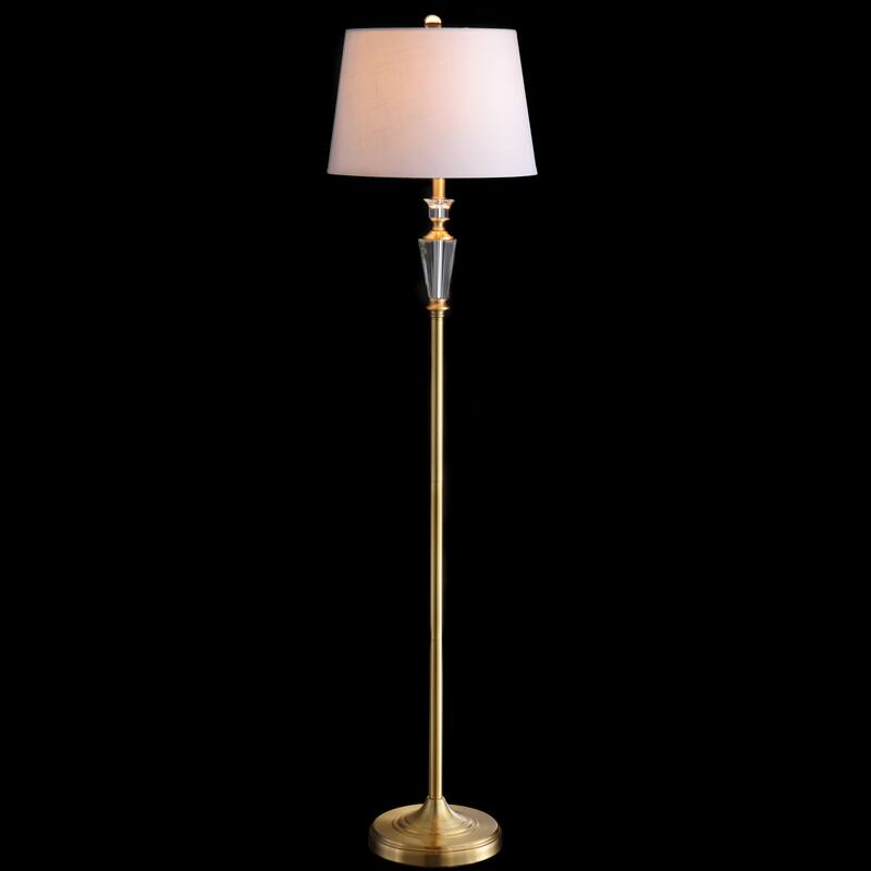 Evelyn 61" Crystal / Metal LED Floor Lamp, Brass Gold/Clear by JONATHAN Y - Brass Gold/Clear - 61" H x 15" W x 15" D