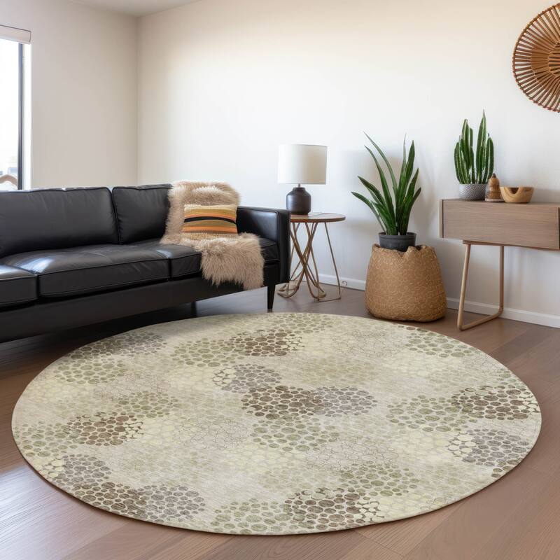 Machine Washable Indoor/ Outdoor Chantille Modern Bubbles Rug