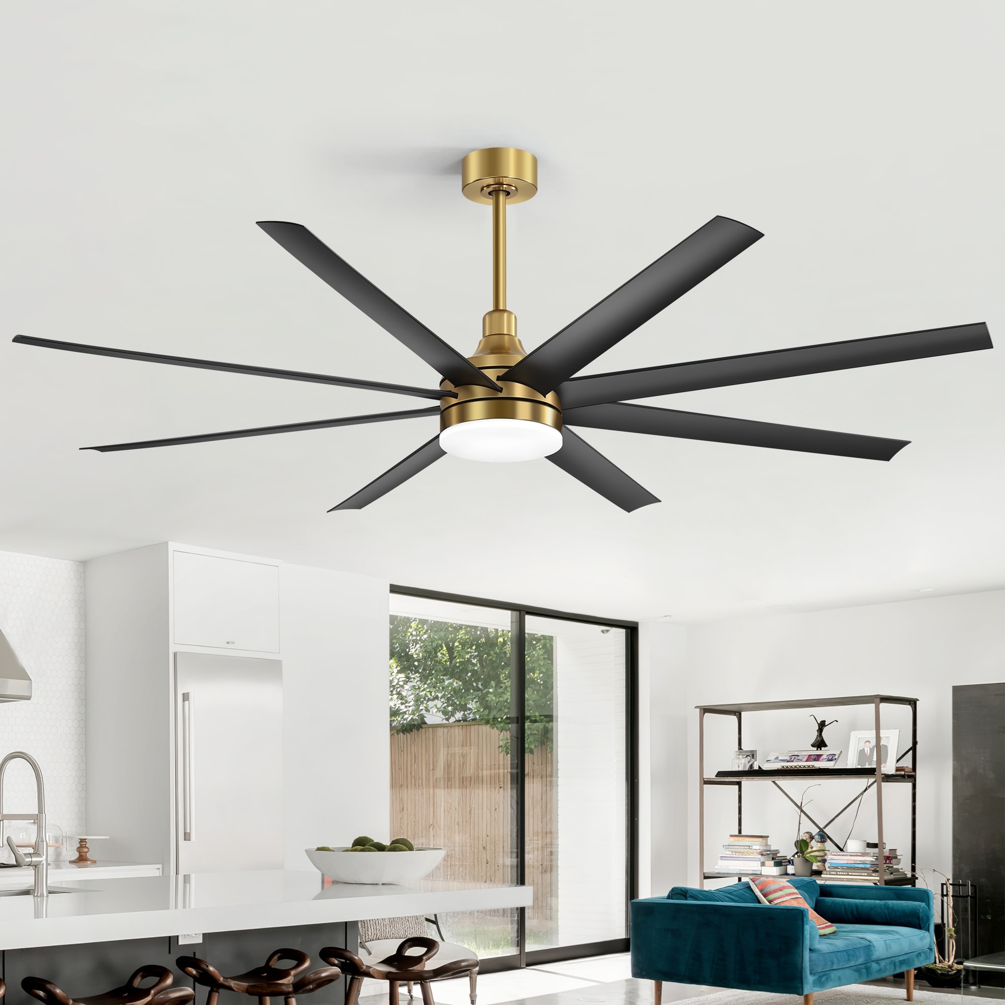 Airsurfer 65/72-Inch Modern Ceiling Fan with LED Light and Remote, 8-Blade Quiet Reversible DC Motor, 6 Speeds