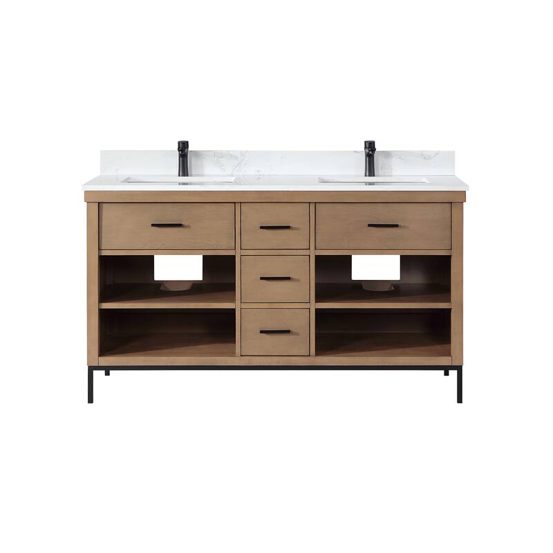 Altair Kesia Bathroom Vanity with White Composite Stone Top without Mirror