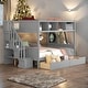 preview thumbnail 29 of 40, Twin over Full Bunk Bed With Shelfs,Storage Staircase and 2 Drawers Grey