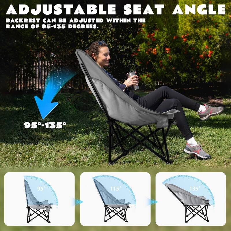 BOSSIN 500lbs Heavy Duty Camping Chair - Oversized Folding Outdoor Chair with Cup Holder, Side Pocket & Cooler Bag