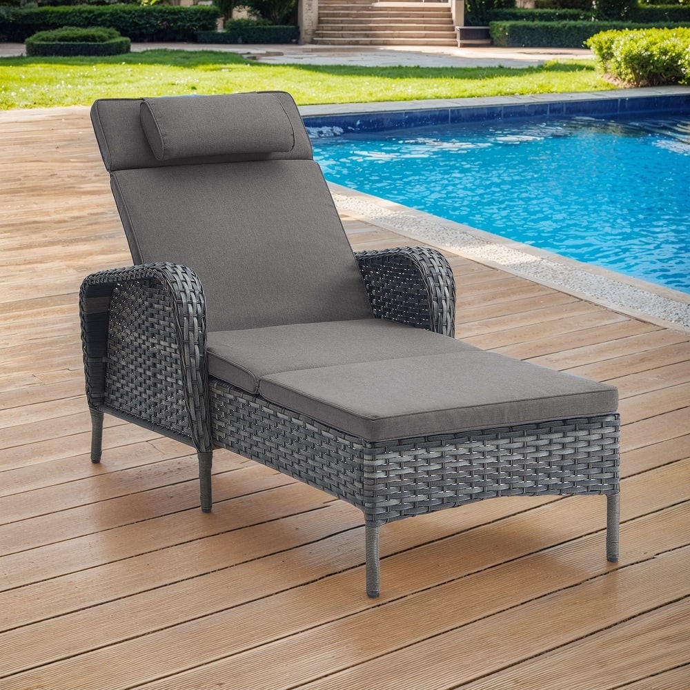 Outdoor Chaise Lounge Chair Adjustable 5-Position - 1-Piece
