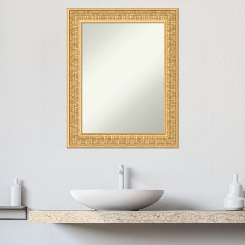 Trellis Non-Beveled Wood Framed Bathroom Vanity Wall Mirror - Trellis Gold