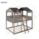 preview thumbnail 9 of 26, Full Over Full Wood Bunk Bed with Roof, Window, Guardrail & Ladder, Playhouse-Inspired, Safe & Durable Design, Antique Grey