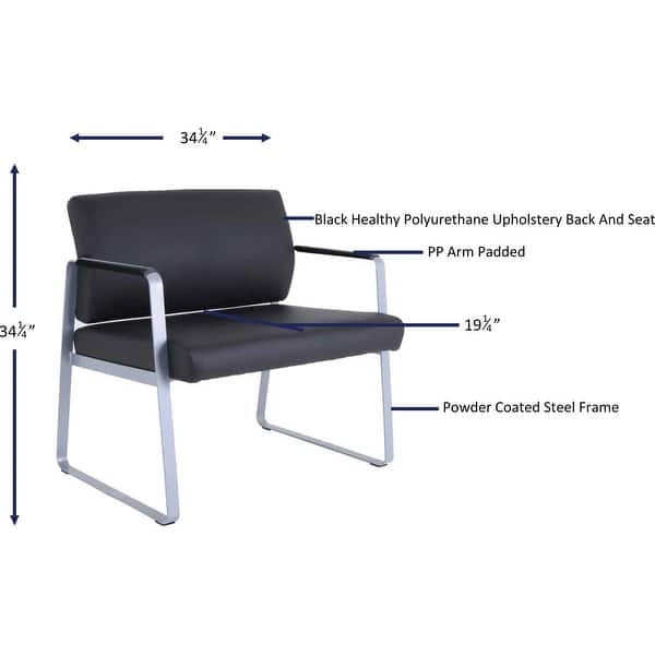 dimension image slide 0 of 2, Lorell Healthcare Seating Bariatric Guest Chair