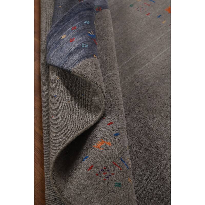 Hand Knotted Oriental 100% Wool Carpet Tribal Tribal Greys & Charcoal Gabbeh Area Rug - 8' 1'' X 5' 6''