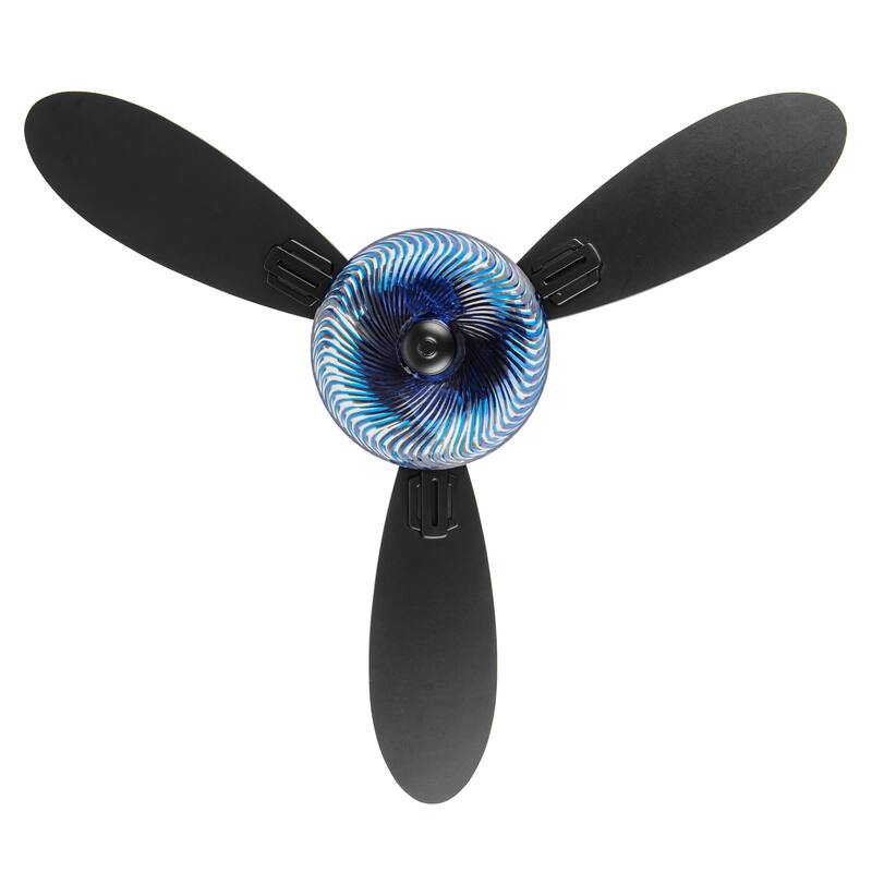Coco River of Goods 3-blade 42-inch Glam Indoor Ceiling Fan with Amber Hand-Cut Glass Shade and Remote Control