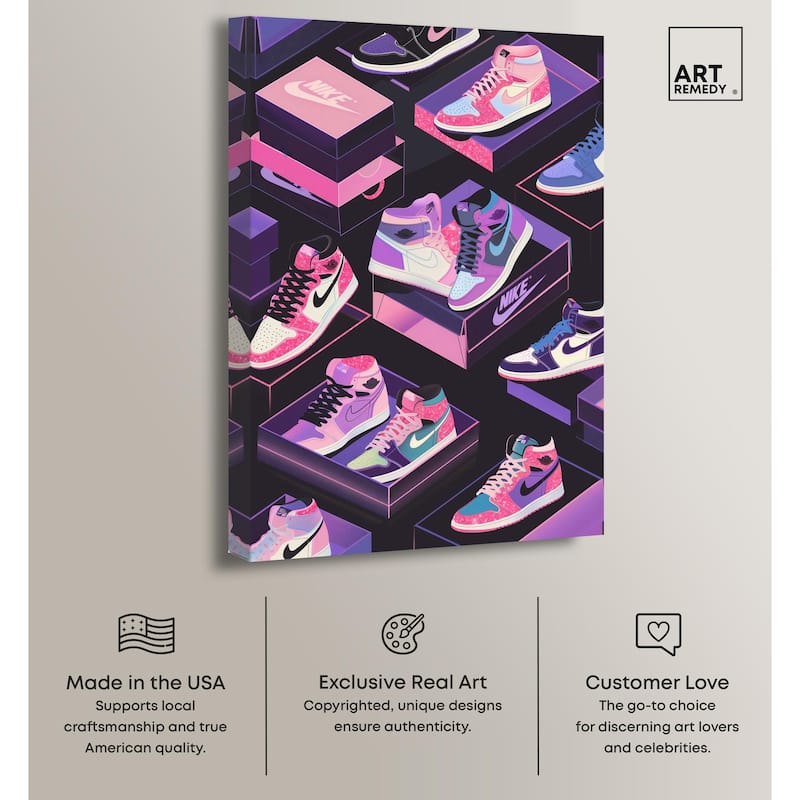 Neon Pastels Sneakers Canvas by Art Remedy, Gallery Wrapped