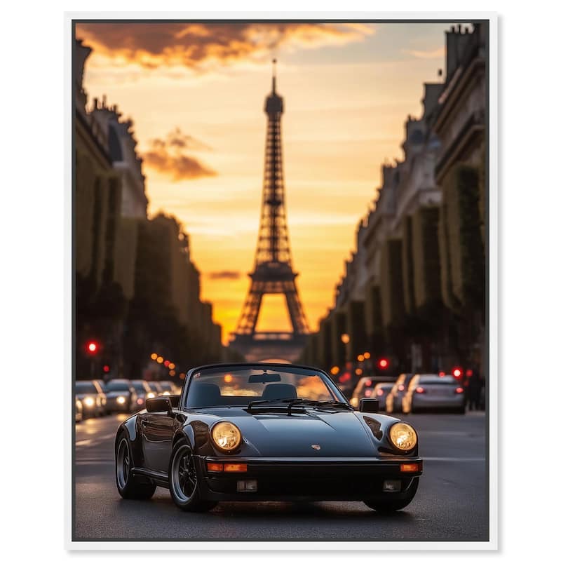 Parisian Porsche Twilight II Canvas by Art Remedy - 30" x 36" - White