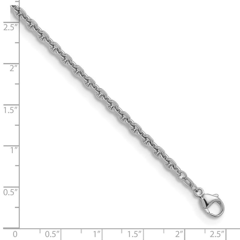 Curata 925 Sterling Silver Rhodium 3.6mm Fancy Flat Chain Necklace for Men