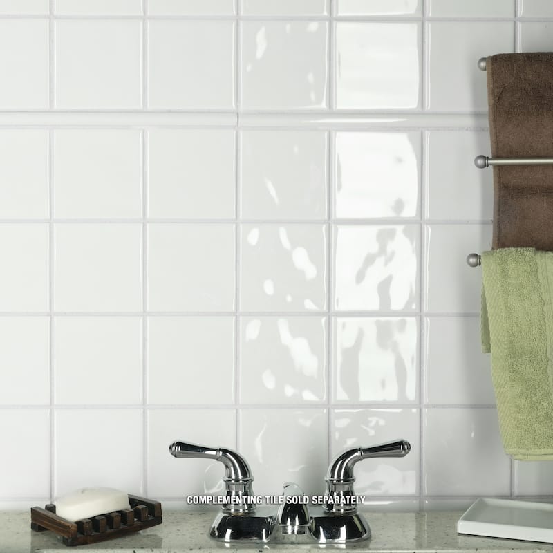 Merola Tile Twist Square White Ice 11-3/4" x 11-3/4" Ceramic Mosaic Tile