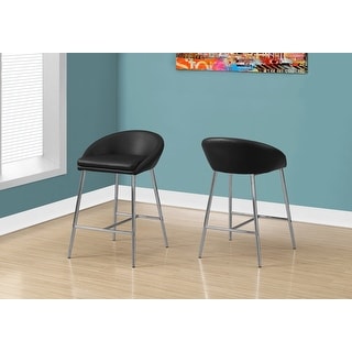 Overstock Monarch 2294 Two Piece Black Chrome Base Counter Barstool (Bar Height - 29-32 in. - Set of 2 - Black)