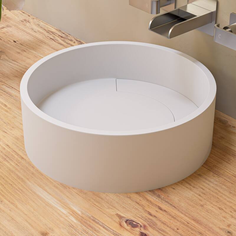 15" Round White Matte Solid Surface Resin Sink