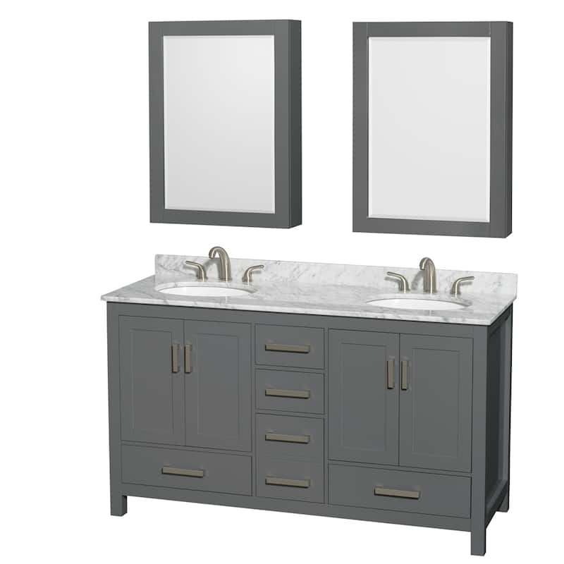 Wyndham Collection Sheffield Double Vanity Set, Medicine Cabinets