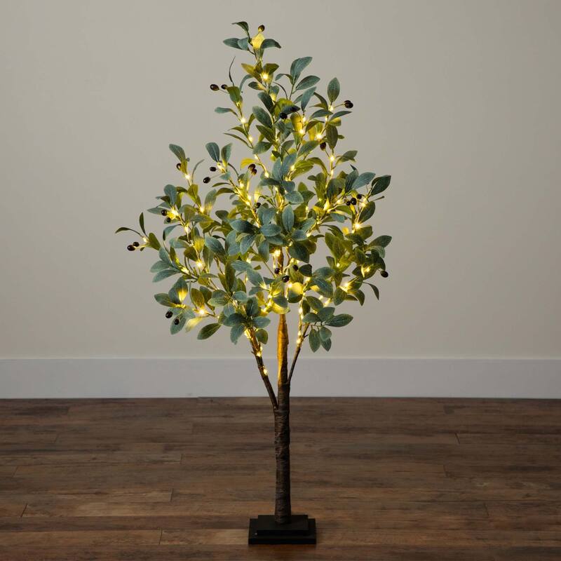 Pre-Lit Black Olive Artificial Tree - 4' - Warm White LED Lights
