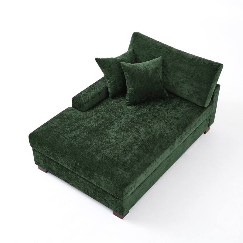 Oversized Chenille Modular Chaise Lounge With Deep Seat