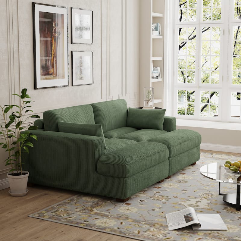 Modern Corduroy Modular Sectional Sofa Chaise Couch Bed