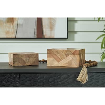 Signature Design by Ashley Antford Brown Box (Set of 2) - 9.25" W x 7.25" D x 4.75" H
