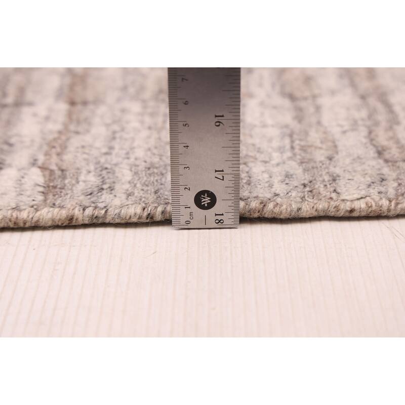 ECARPETGALLERY Hand Loomed Loreto Light Grey Wool Rug - 5'5 x 7'6