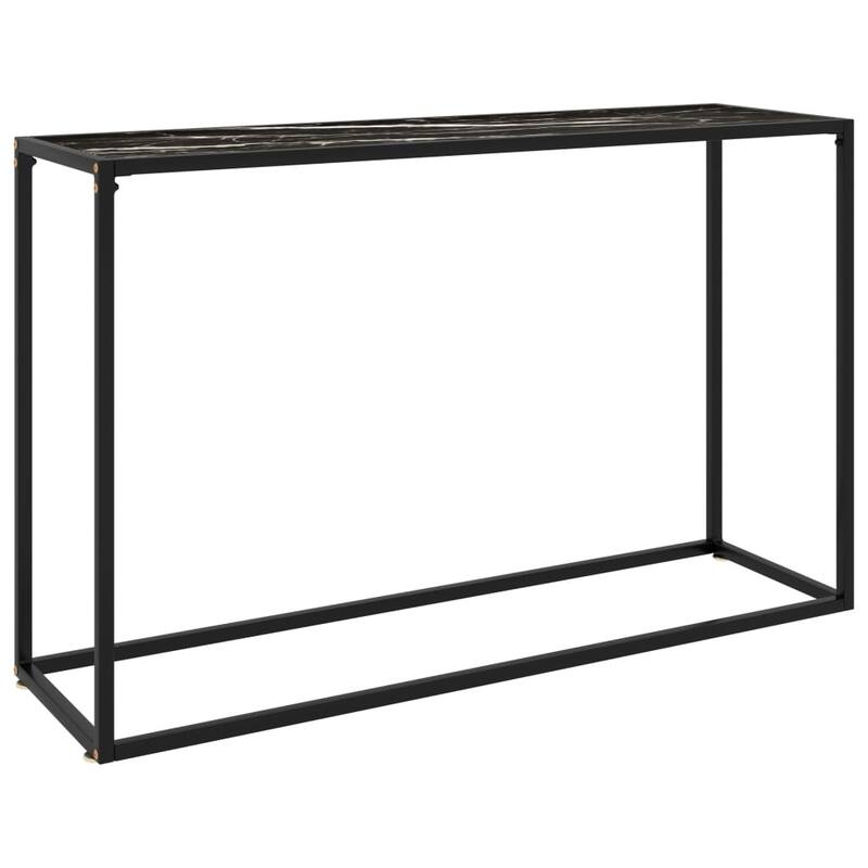 vidaXL Console Table Black 47.2"x13.8"x29.5" Tempered Glass - 47.2" x 13.8" x 29.5"