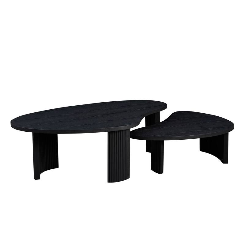 2-Piece Modern Irregular Shape Coffee Table Set for Living Room,Easy Assembly Nesting Coffee Tables