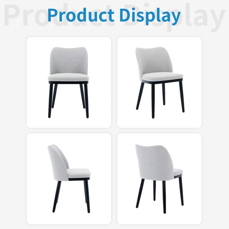 Set of 2 Upholstered Dining Dining Chair with Velvet/Linen Padded Seat and Wood Legs