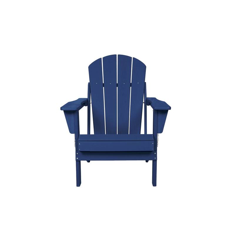 Folding Adirondack Chair with Dual Cup Holder - Composite Adirondack Chair with Wood Texture
