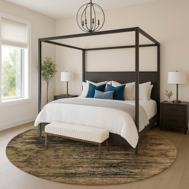 Premium Washable Super Soft Modern Forest Mayfield Rug - Brown - 8' x 8'