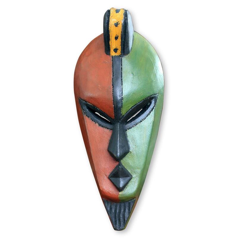 Handmade Sese Wood 'Desire for Peace' African Mask (Ghana) - Multi-color