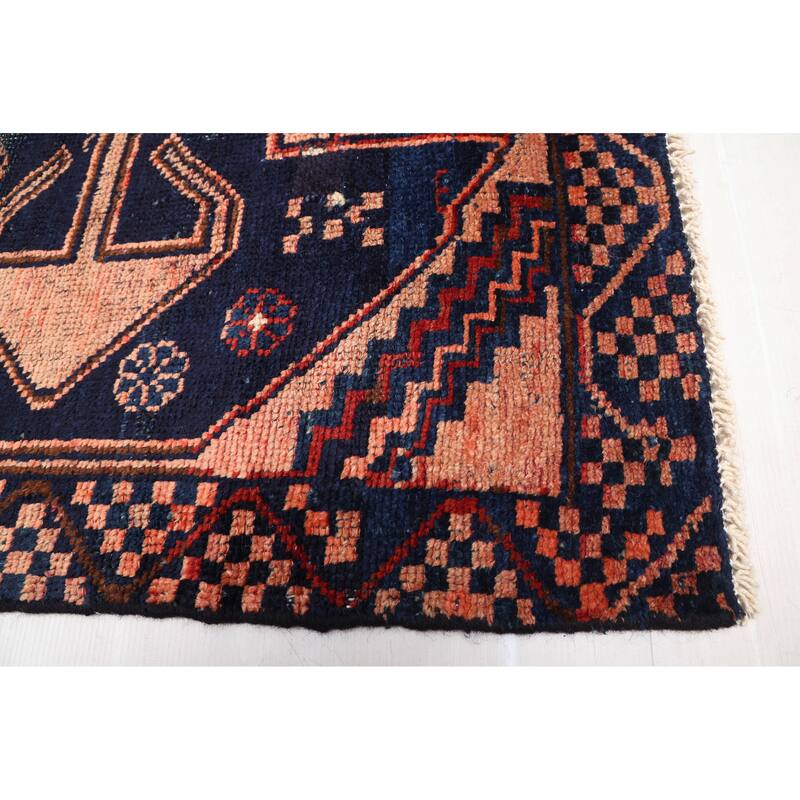 ECARPETGALLERY Hand-knotted Melis Vintage Navy Wool Rug - 4'2 x 5'8