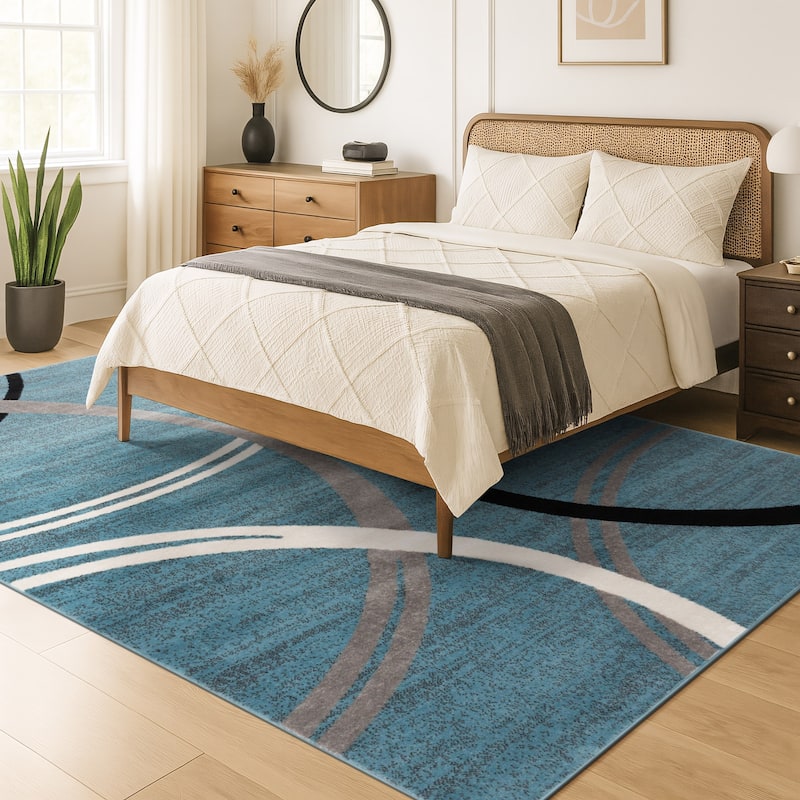 World Rug Gallery Contemporary Abstract Circles Design Area Rug