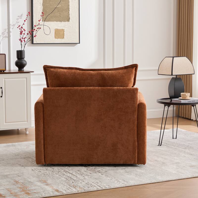 Mid Century Modern Chenille Swivel Barrel Chair