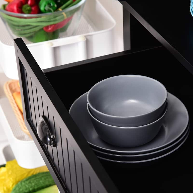 72" Kitchen Pantry, Tall Storage Cabinet, Freestanding Cupboard with Drawer, Doors and Adjustable Shelves, Black