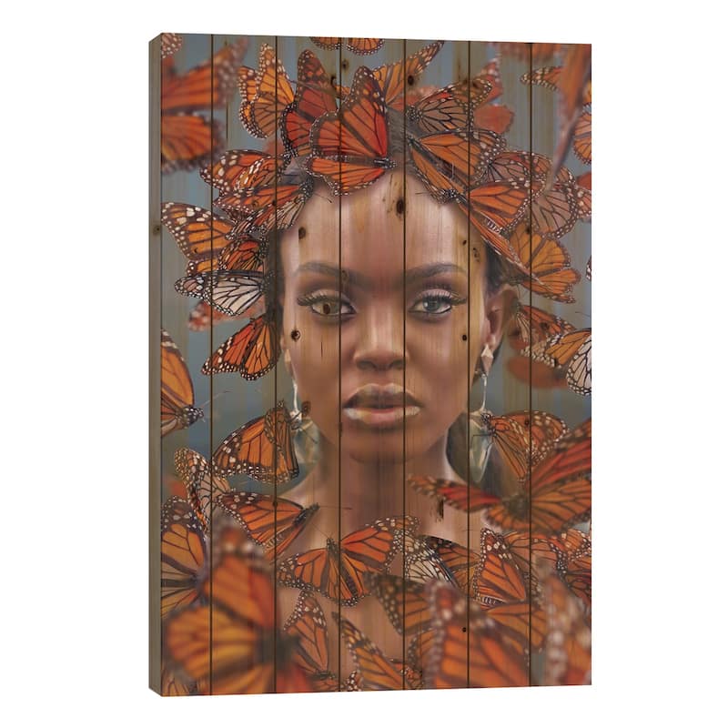 Butterfly Paradise In Mexico Print On Wood by Hobopeeba - Multi-Color - 26x18x1.5