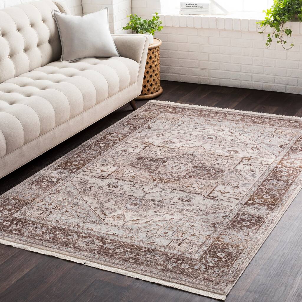 Vintage Persian Traditional Beige and Brown Area Rug - 5' x 7'9 ...