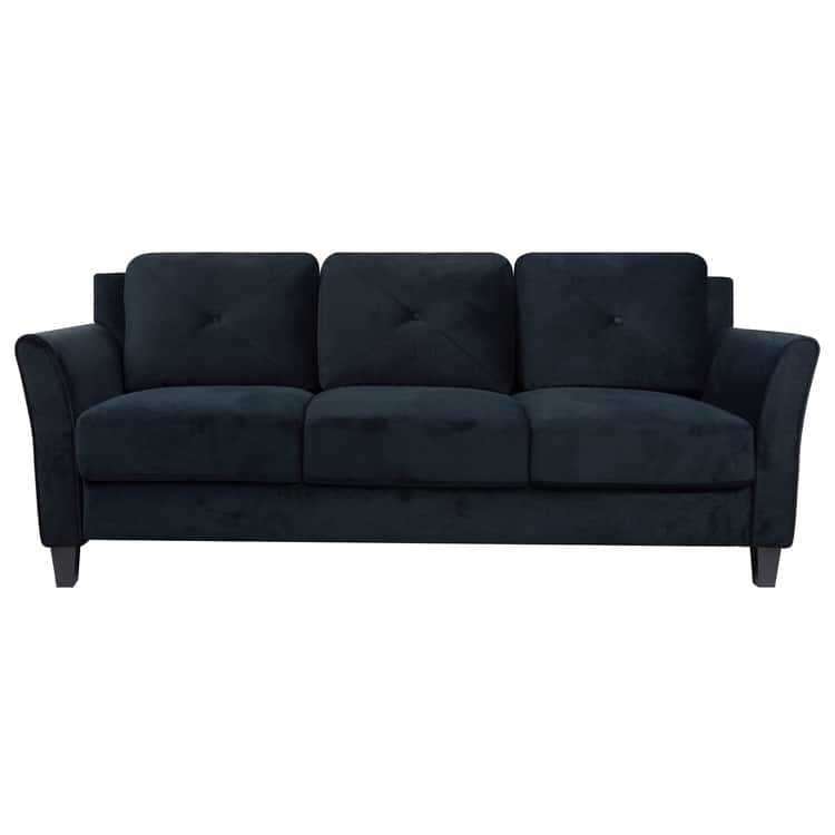 Raelynn Button Tufted Sofa Affordable Modern Sofa - Microfiber Couch for Small Spaces, Living Room, Bedroom - Black,Microfiber