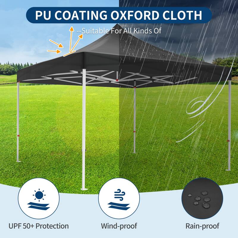 10x10 FT Heavy Duty Pop Up Canopy Tent with Roller Bag, Stakes & Ropes, Commercial Outdoor Shelter
