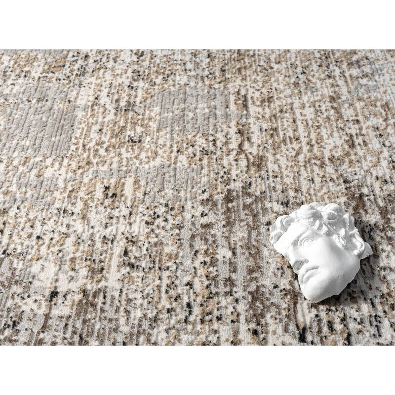Obsession Collection Light Grey Abstract Area Rug