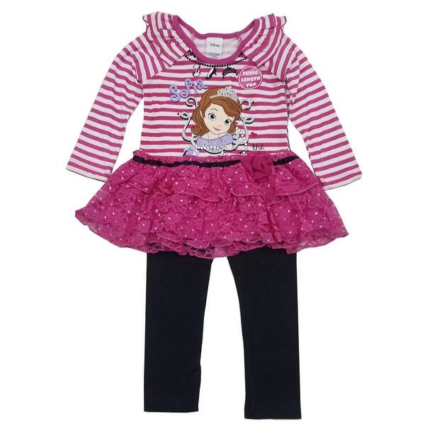 Shop Disney Little Girls Fuchsia Sofia The First Ruffle Top 2 Pc