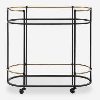 Uttermost 24186 Andre 32" Wide Metal Bar Cart with Two Shelves