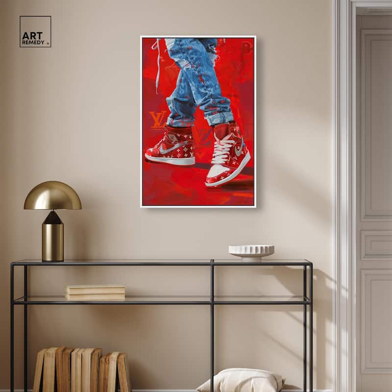 Bold Red Glam Sneakers Canvas by Art Remedy