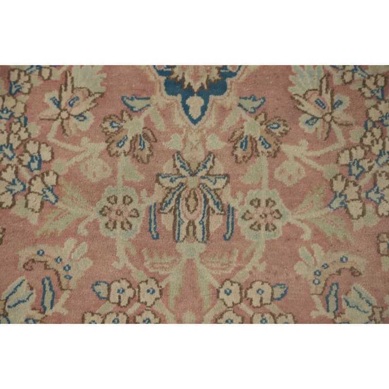 Hand Knotted Oriental 100% Wool Carpet Traditional Floral Pink Kerman Area Rug - 9' 0'' X 5' 6''