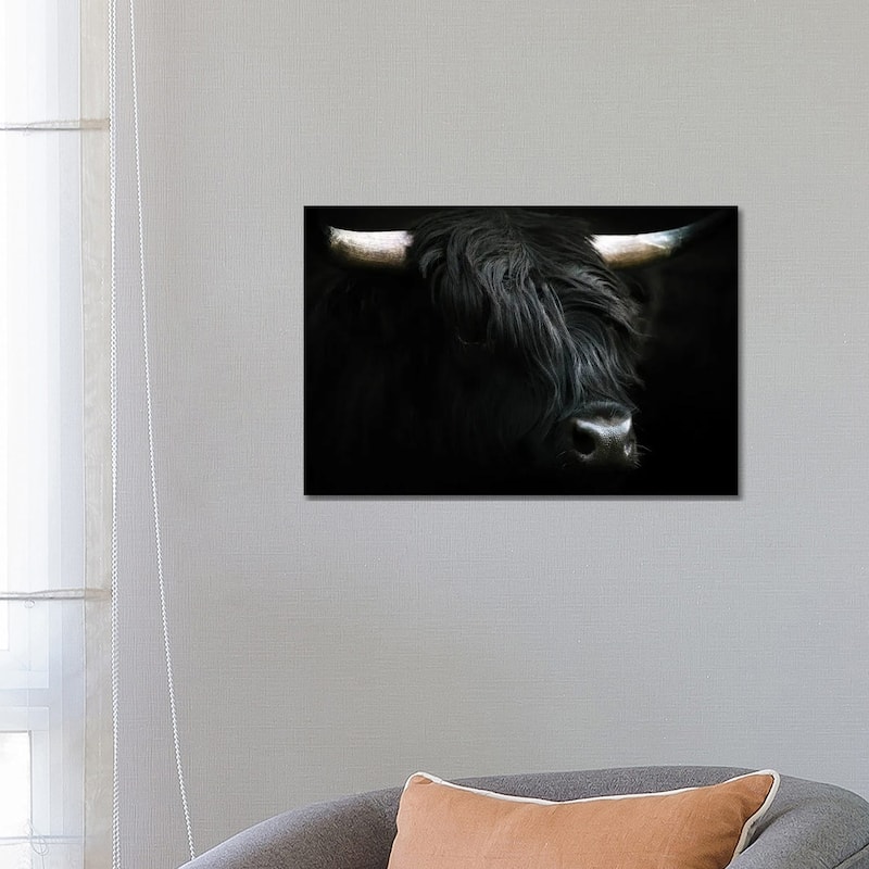 iCanvas "Portrait Of A Black Scottish Wooly Highland Cow In Norway" by Michael Schauer Canvas Print - 18x26x1.5