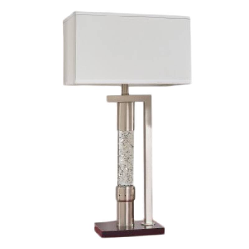 Mandy Table Lamp with Ripple Textured Glass Tube, Silver Metal 29 Inch