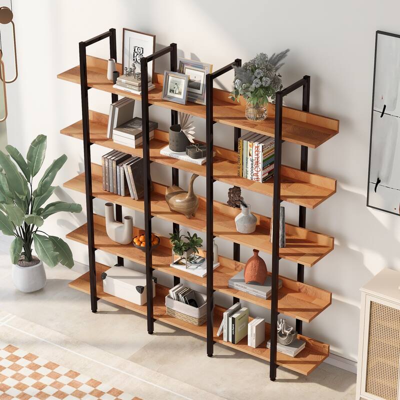 5 Tier Bookshelf Office Bookshelf Metal Frame MDF Board