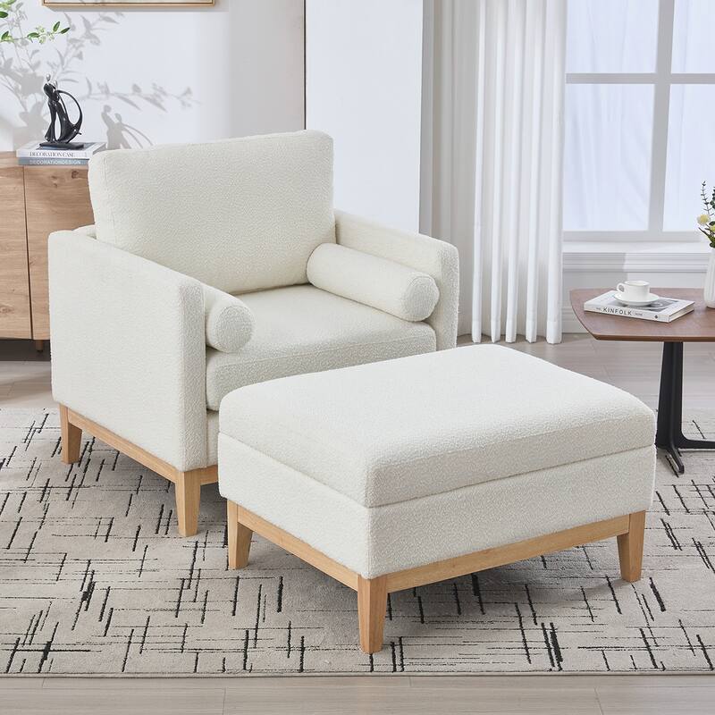 Boucle Arm Chair With Ottoman