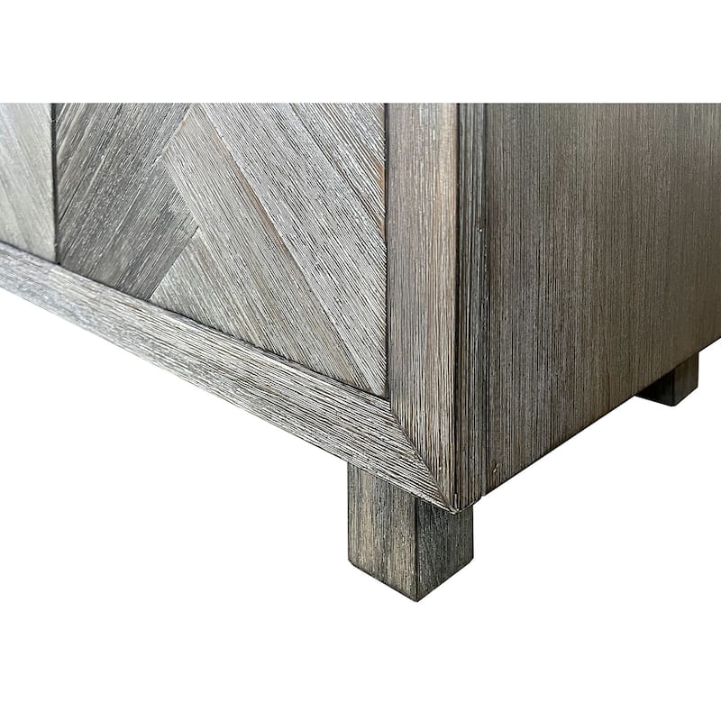 90" Six Door TV Console, Entertainment Stand, Wood Accent Cabinet, Fully Assembled, Gray - 90"W x 32"H x 16"D