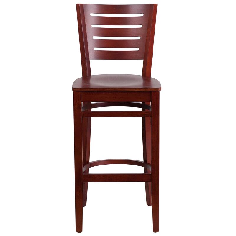 Slat Back Wooden Restaurant Barstool - 16.75"W x 18"D x 43.5"H - 16.75"W x 18"D x 43.5"H