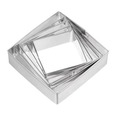 5pcs Cookie Cutters, Square Shaped Stainless Steel Biscuit Cookie Cutter - Silver